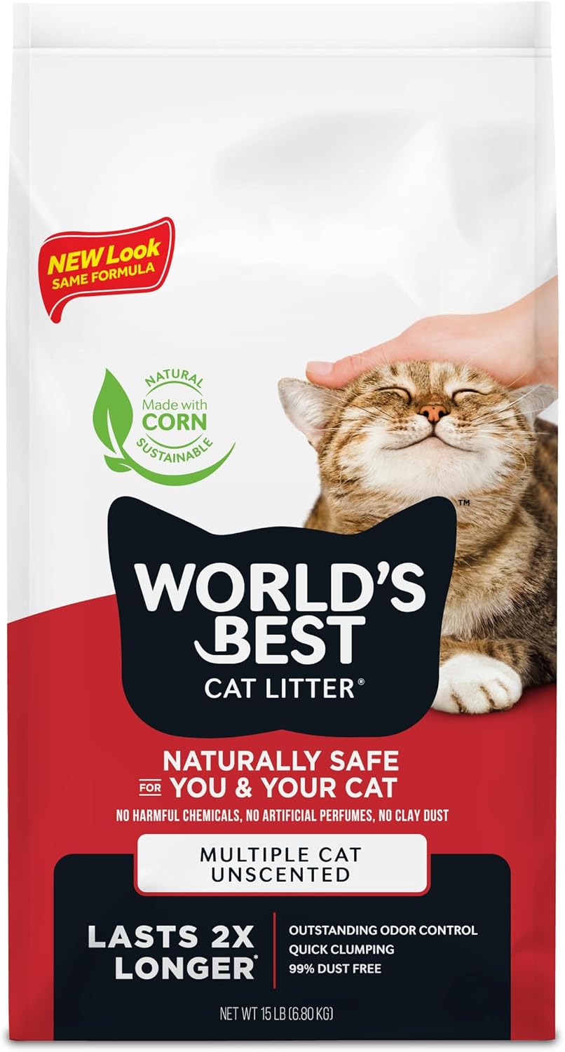 World's Best Cat Litter, Multiple Cat, Unscented, Odor Control - 15 lb