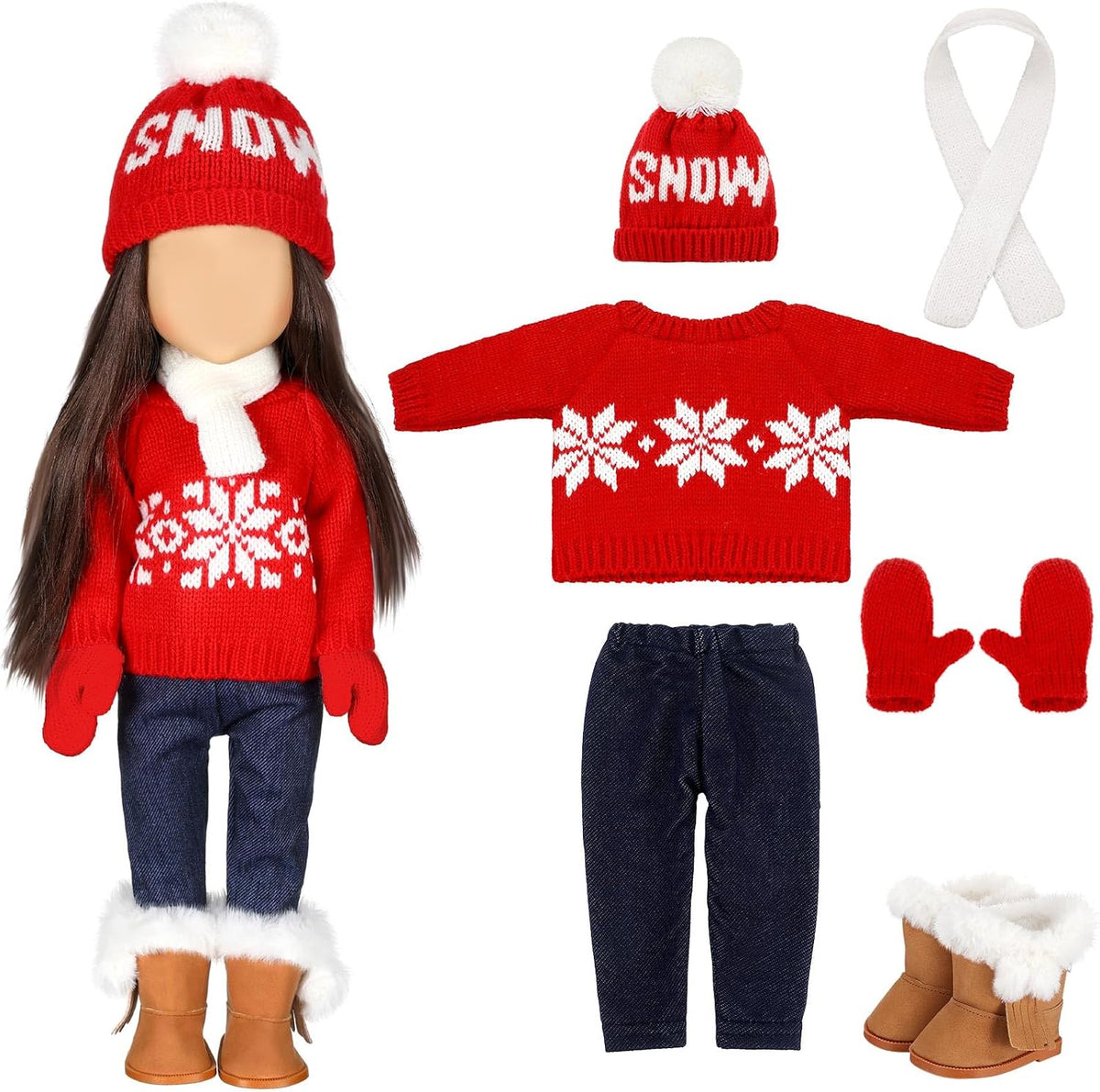 Bencailor Christmas doll clothes for 18 inch dolls in red and white cowgirl style with hat and boots - view 8