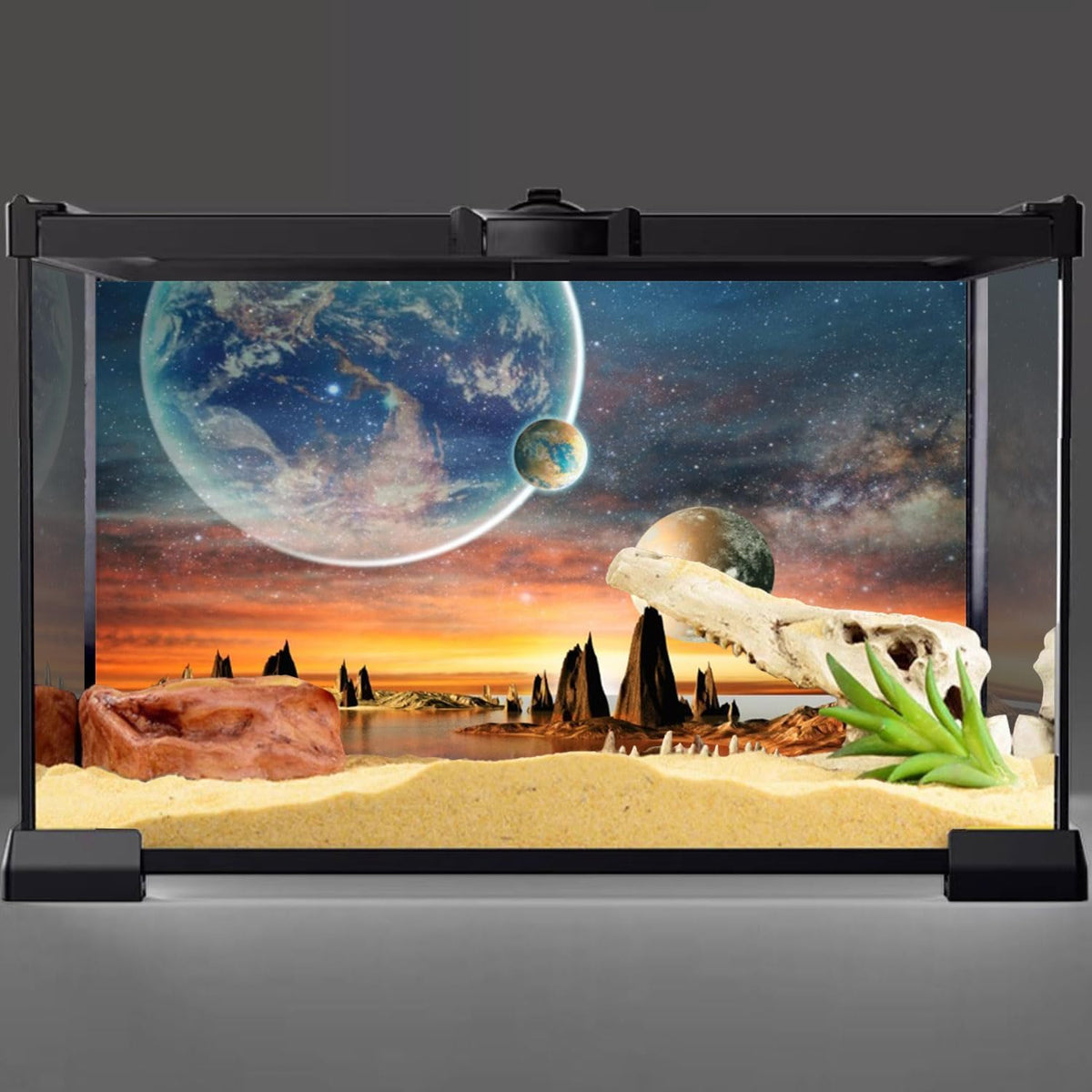 48x18 in Space Aquarium Backdrop Galaxy Planet Earth Fish Tank - 48x18in/120x45cm - image 2