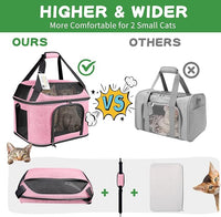 Large Cat Carrier Pet Carrier, Oeko-TEX Certified Soft Side Pet Carrier for Cat, Small Dog, Collapsible Travel Small Dog Carrier, TSA Airline Approved Cat Carrier for Cats 20 lb,Pink