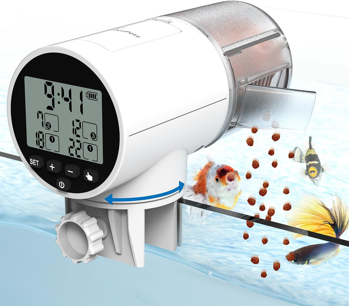 Automatic Fish Feeder Dispenser for Aquarium - White Digital