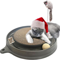 AUOON Cat Scratcher Toy - Cat Scratch Pad with Cat Toy Ball Track and Plush Mouse Toy for Indoor Cats and Kittens (Gray)