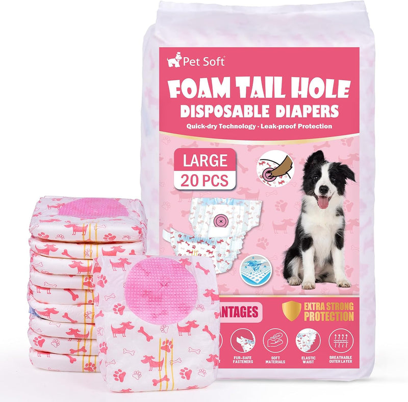 Pet Soft Disposable Dog Diapers - Red-Pack of 20 / Large