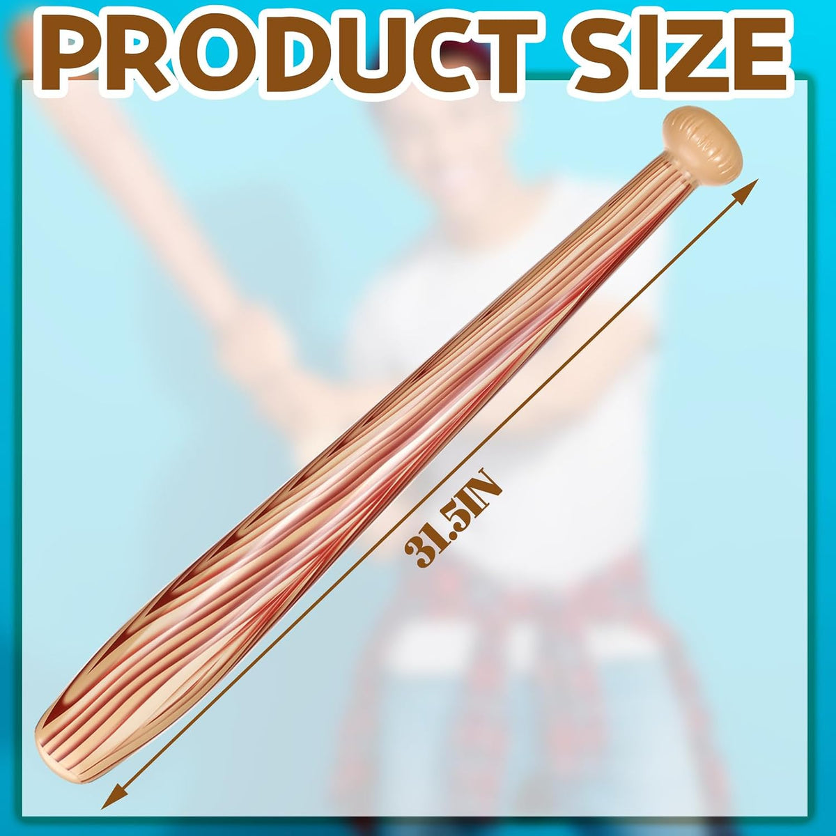 Sotiff inflatable baseball bats, 6-pack of 29.5 inch blow up bats in Wood color - view 10