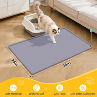 Silicone Cat Litter Mat with Toy, Waterproof - Grey - image 4