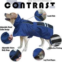 Waterproof Dog Raincoat with Reflective Strip - XX-Large / Navy Black - image 4