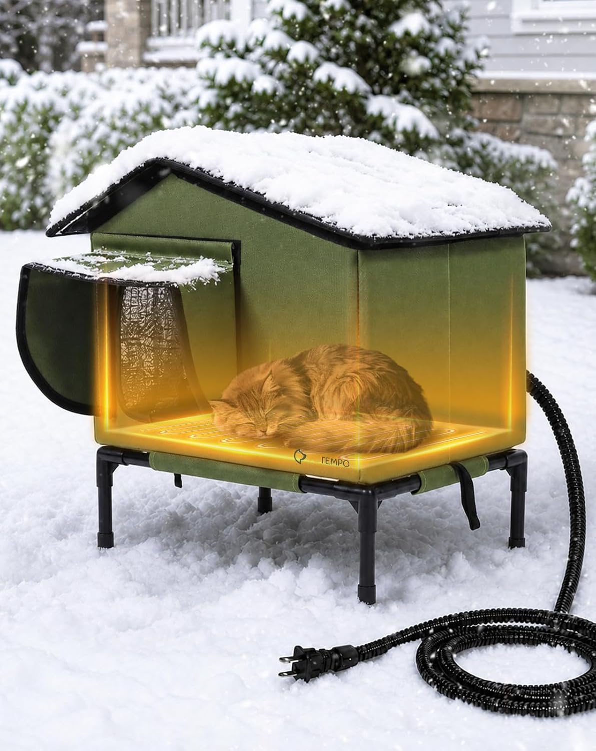 Heated Cat House for Outside Weatherproof in Winter, 20"x16" – Essentials for Cats - S-16"x12"x18"(WDH)