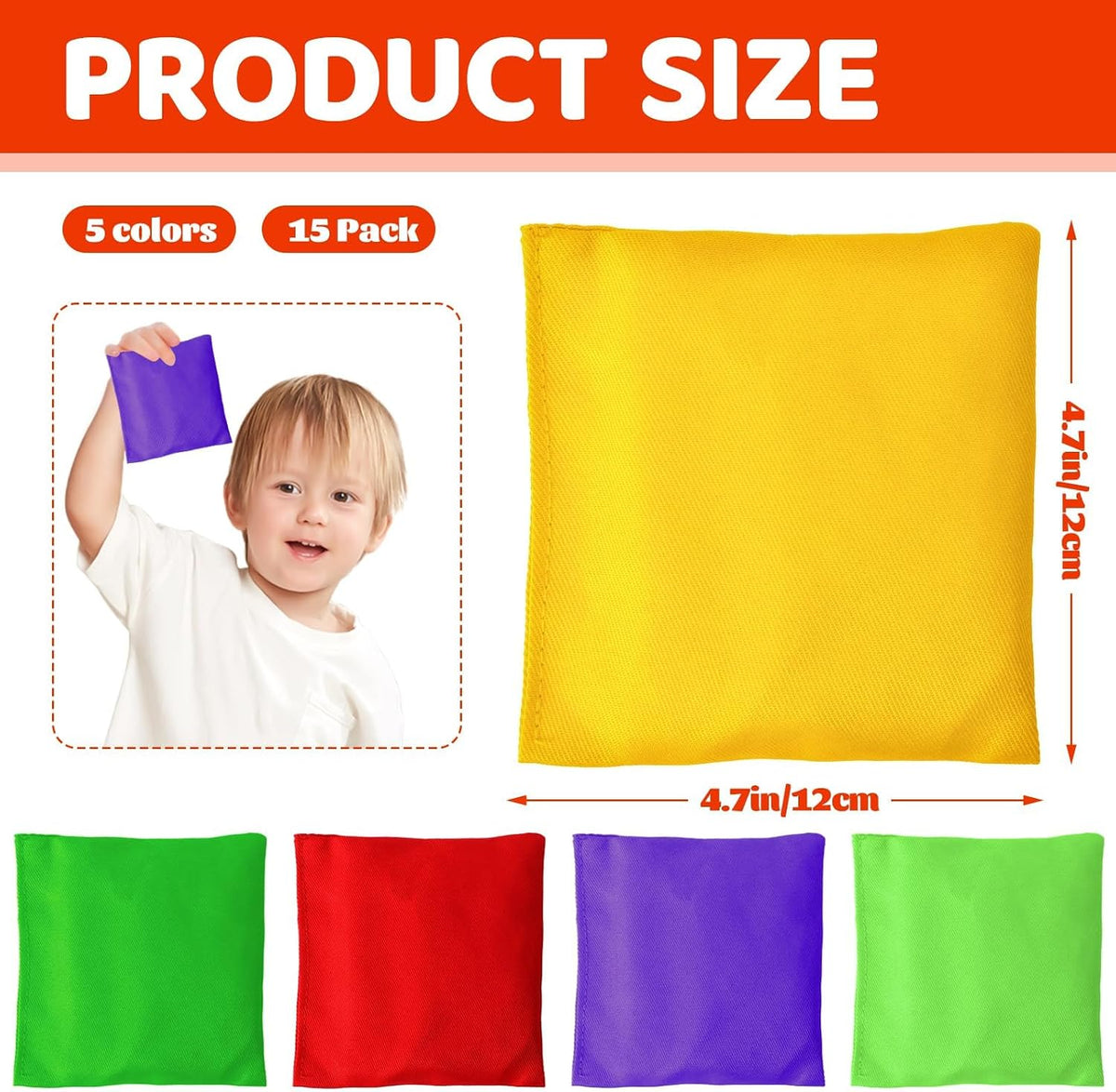 Small Colorful Nylon Bean Bags for Hand Toss Games - 4.7in-15 Pcs - image 2