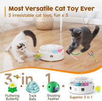 Potaroma Cat Toys 3in1 Automatic Interactive Kitten Toy - White - image 2
