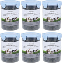 Timothy Hay Cubes 60 oz (6 * 10 oz) with Small Size - Timothy Grass Pellets for Tortoises Rabbits Guinea Pig Chinchilla