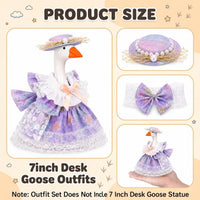 7inch Desk Goose Outfits, Mini Desktop Goose Clothes with Sunglasses & Necklaces, Brown Leopard - Dress Purple / 7 Inch - image 2