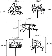 10 PCS Black Happy Birthday Cake Topper Acrylic Cupcake Topper - Black - image 3