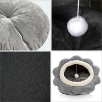 Cat Beds for Indoor Cats-Rabbit-Shaped Cat Cave Bed with Hanging Toy - Sunflower Gray / Sunflower / L - image 3