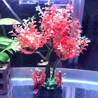 Mipukbay Aquarium Plants Tree - Red & Green Artificial Plastic Fish Tank Decor, Realistic Ornament Safe for Fish & Shrimp, Low-Maintenance Aquascaping Plants for Freshwater/Saltwater Tank Landscaping