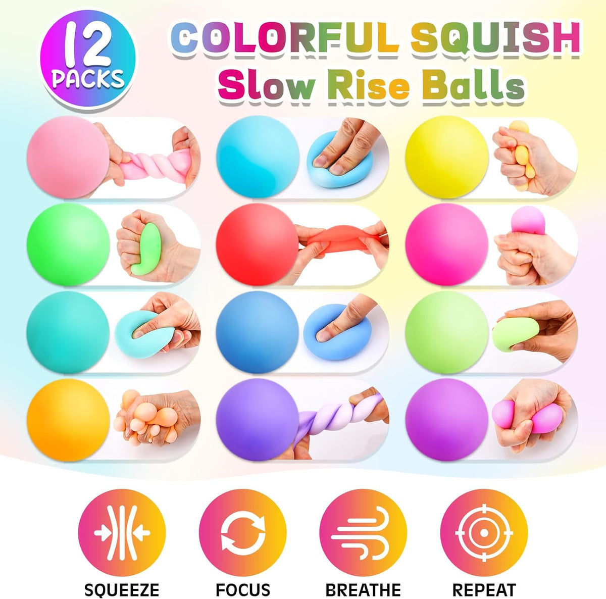 VISCOO 12 Pack Slow Rising Stress Cube - 1.6 in 12 Packs - 12 Colors - image 4