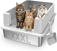 AIPERRO Stainless Steel Litter Box with Lid - Light Gray / XXX-Large