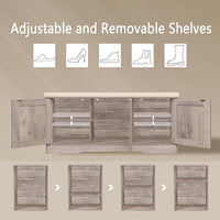 DINZI LVJ Shoe Bench, Entryway Storage Bench with Doors, Cushion, 2-Tier Shoe Rack with 6-Cubby, 39.4”L x 13.8”W Shoe Organizer Cabinet, Adjustable Shelf, Living Room, Bedroom, Greige