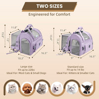 Expandable Large Cat Carrier Backpack, Supports up to – Essentials for Dogs - 16.5"L x 10.2"W x 15.8"H / Lavender - image 2