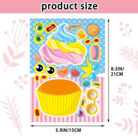 24 Sheets Make a Face Stickers for Kids Toddlers Party Favors Crafts – Fun for Kids & Family - Cupcake - image 3