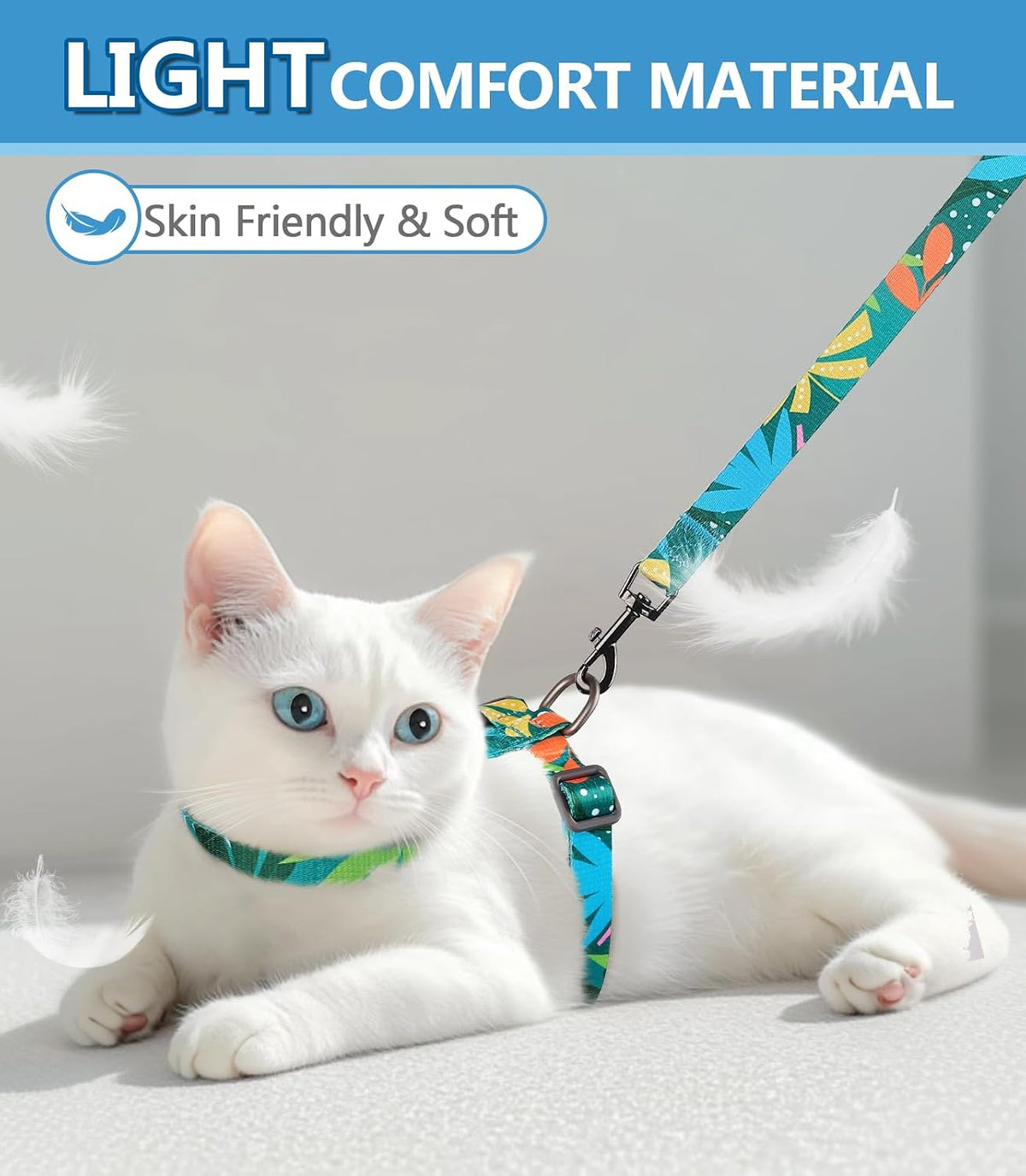 Cat Harness and Leash Set, Escape Proof Cat Harnesses – Essentials for Cats - Hawaii Green / Small (4-10 lb) - image 4