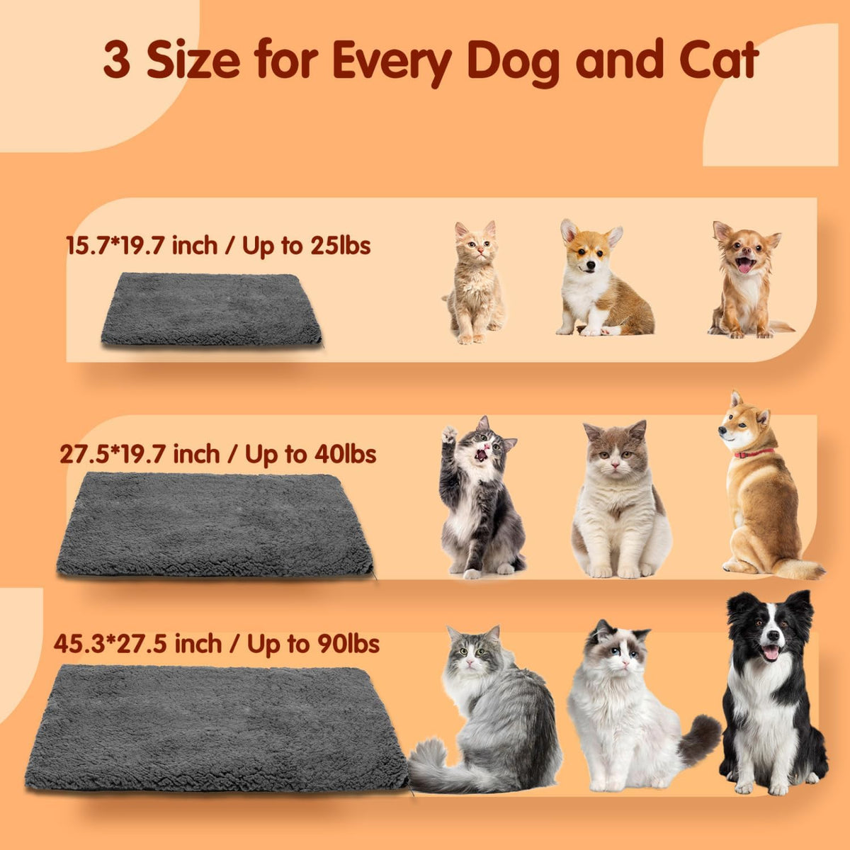 Nobleza Self Heating Pet Pad - 27.5"L x 19.7"W x 1.0"Th / Dark grey&Black - image 2