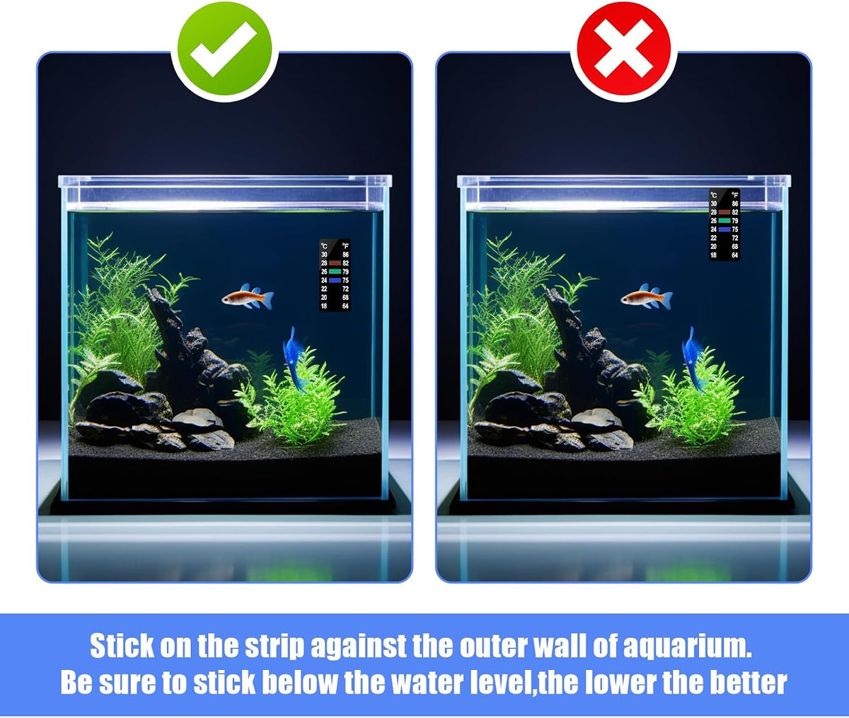 AQUANEAT 6 PCS Aquarium Thermometer Strips - 1.58" x 0.67" - image 4