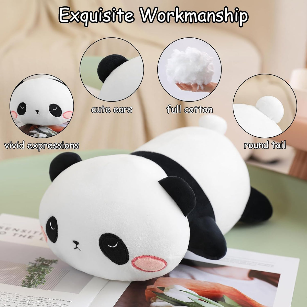 SQEQE Weighted Black Cat Plush - Panda / Large(23.6 Inch) - image 3