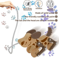 LKyoxs wooden pull along dog toy with swinging legs and pull string - view 5
