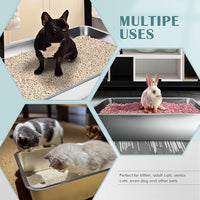IKITCHEN Stainless Steel Cat Litter Box, Large Metal Litter Box for Cats, Never Absorbs Odors,Stain Free, Rustproof, Non Stick Smooth Surface, Anti-Slip Rubber Bottom, 19.5" L x 13.5" W x 6" H