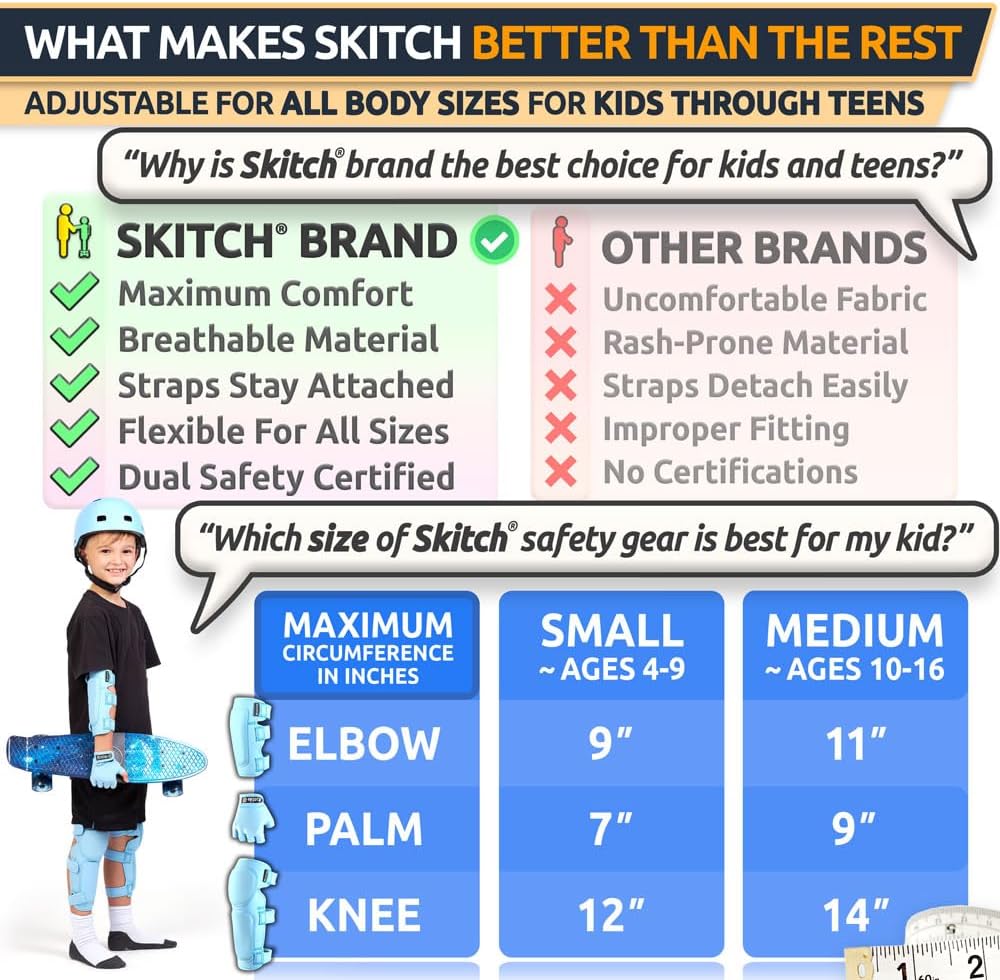 Skitch kids protective gear set with knee pads, elbow pads, wrist guards and bag - view 12