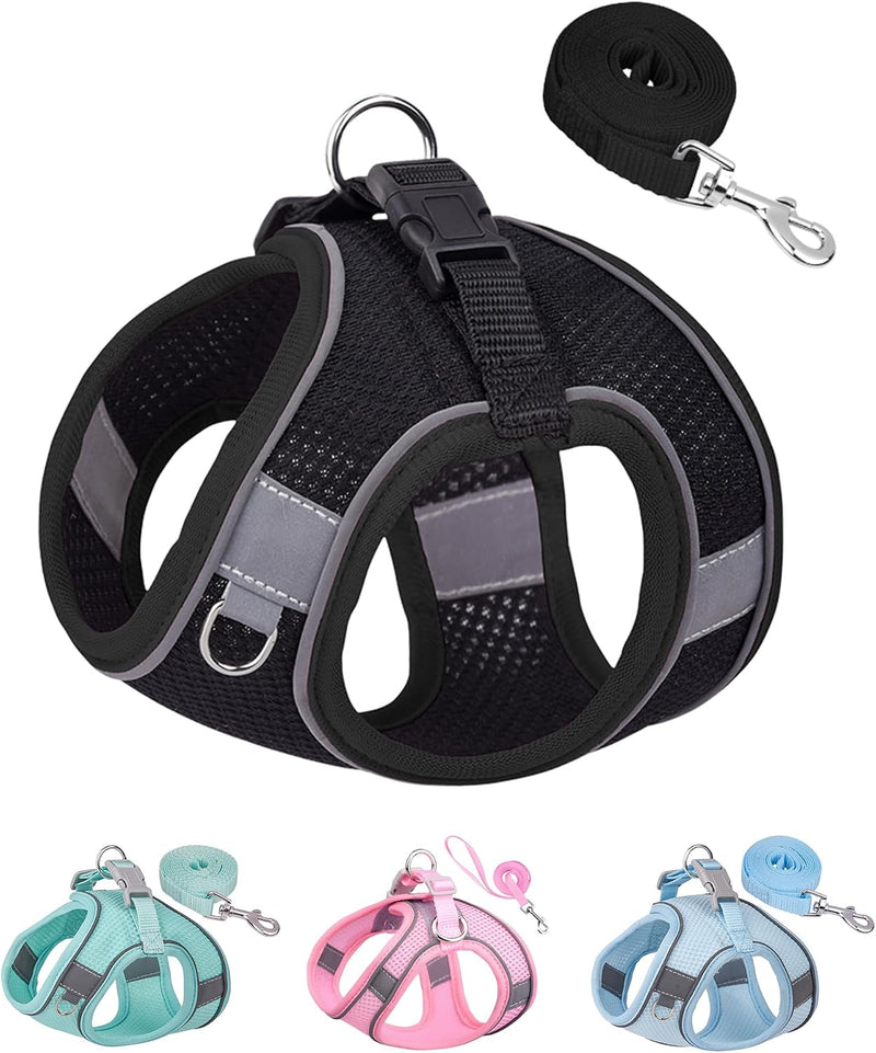 Solmoony Dog Harness, No Pull, Mesh for Small Medium Dogs - Black / S