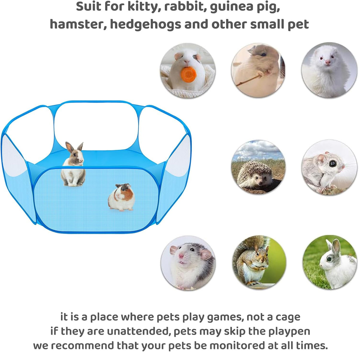 Small Animal Playpen, Pop-Up Portable Play Yard for Guinea Pigs - Blue - image 4