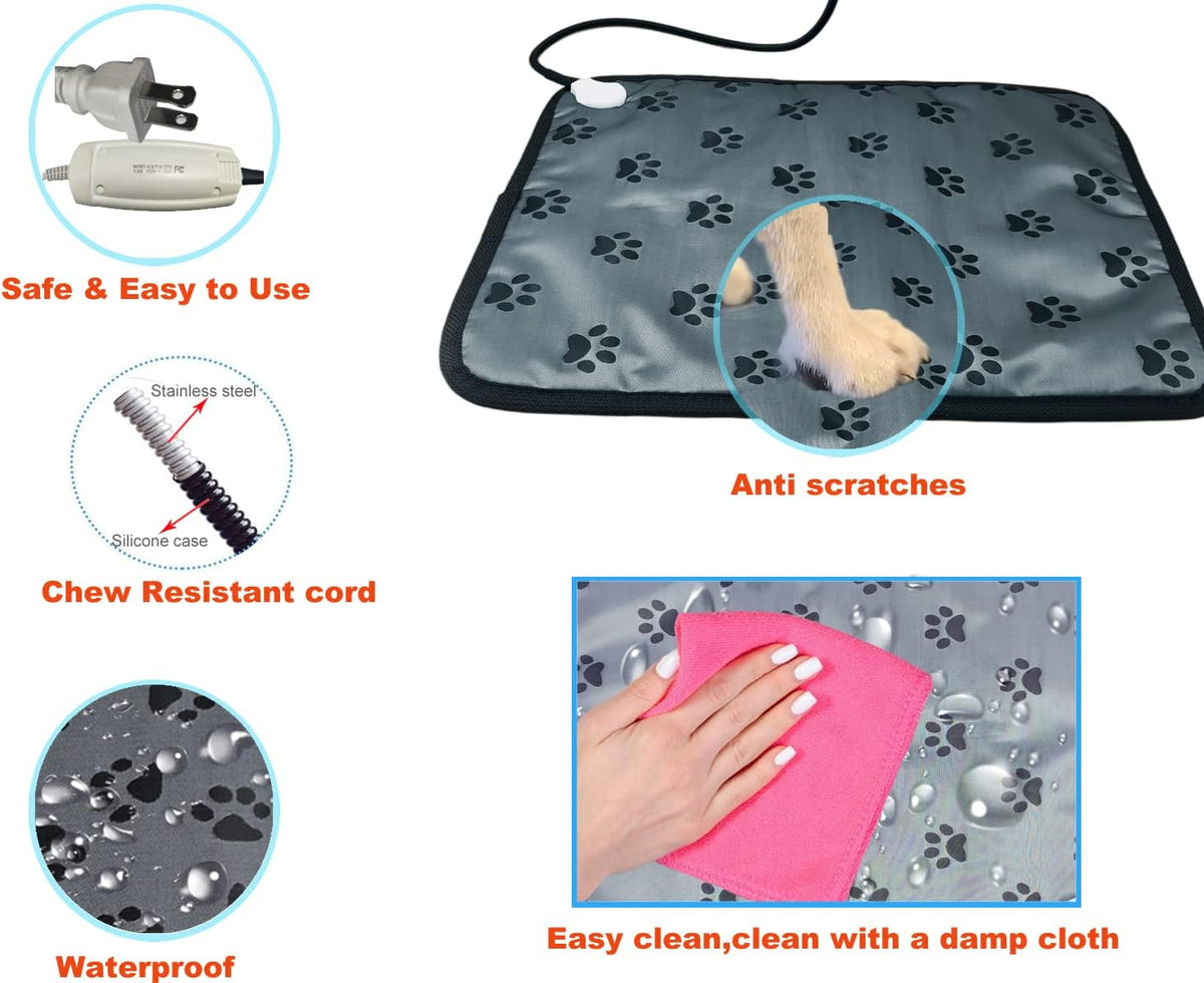 Pet Heating pad Outdoor Small Dog cat Heating pad Heated ped beds - Digital-Printfoot / 18X18 inch - image 3