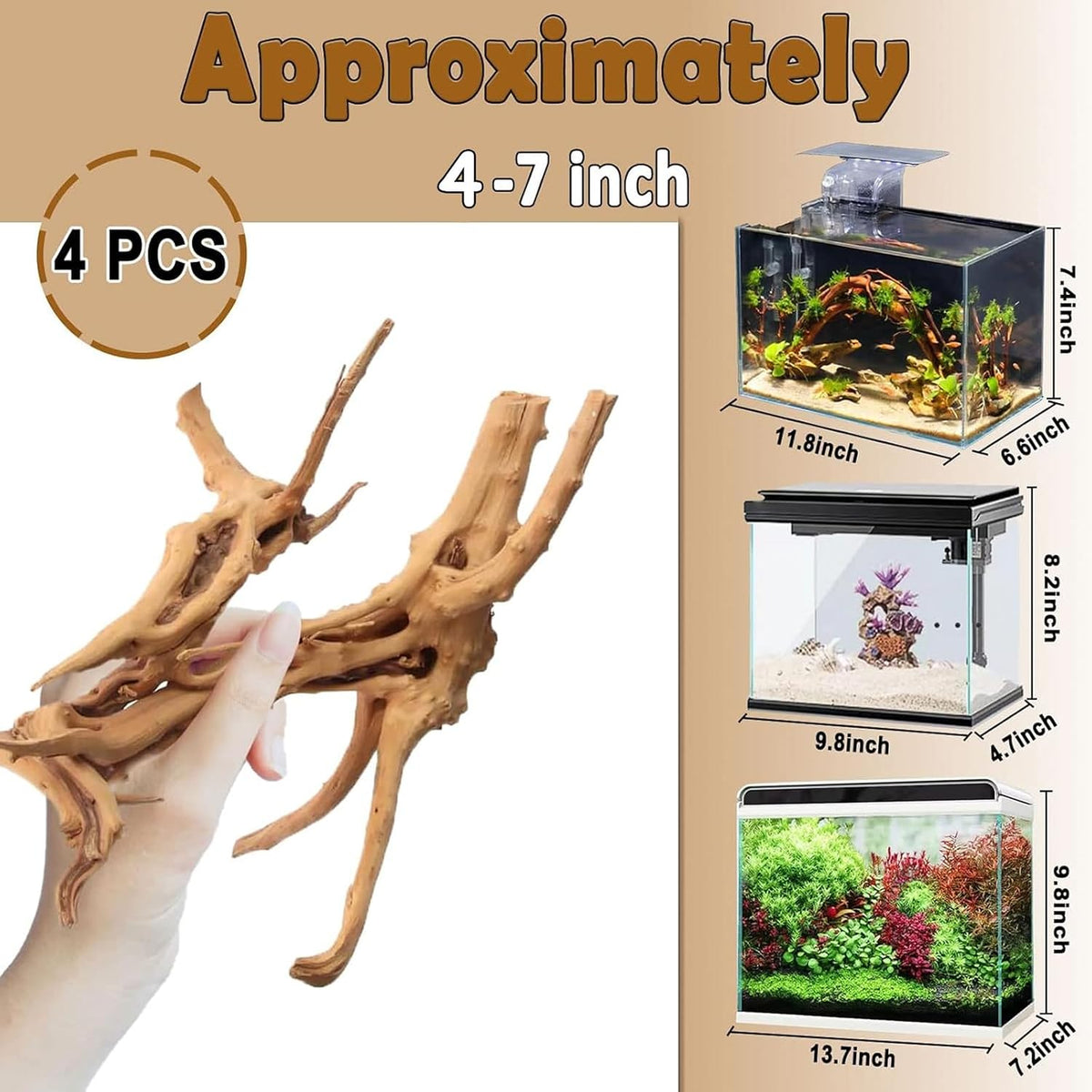 kathson 4Pcs Aquarium Driftwood - image 4