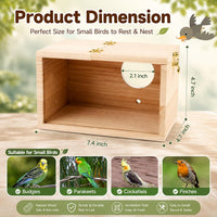 Parakeet Nesting Box, Wooden Parrot Nest Breeding Box with Perch - Horizontal Breeding Box / S - image 2