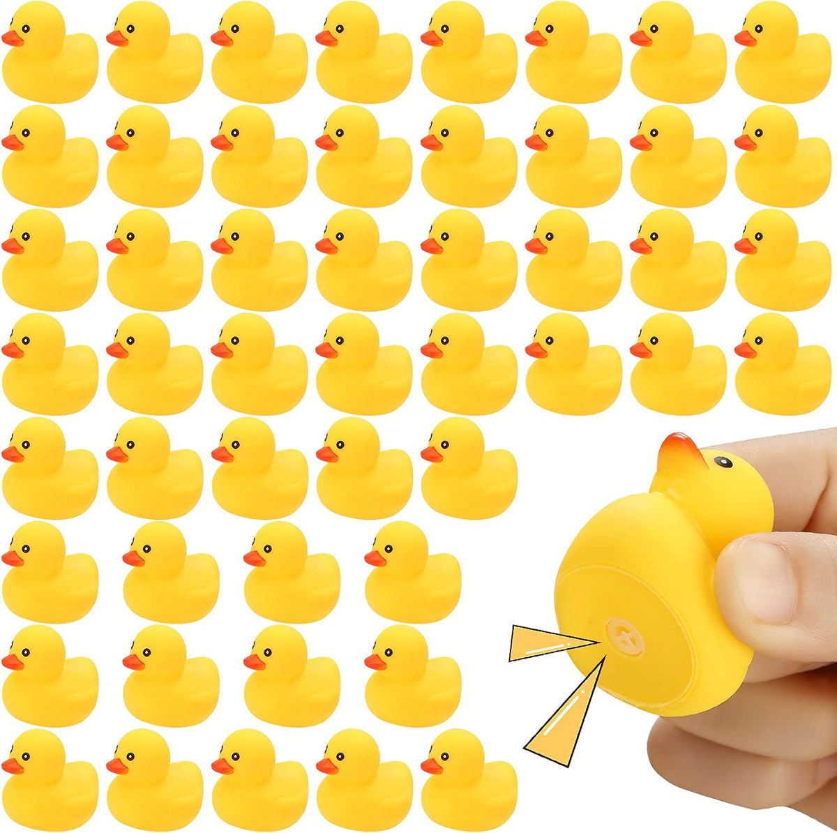 50Pcs Mini Rubber Duck Bath Toys - Yellow