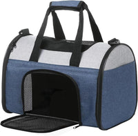 JESPET Soft-Sided Airline-Approved Dog & Cat Carrier Travel Bag – Essentials for Cats - 16.0"L x 10.0"W x 11.0"H / Blue Gray