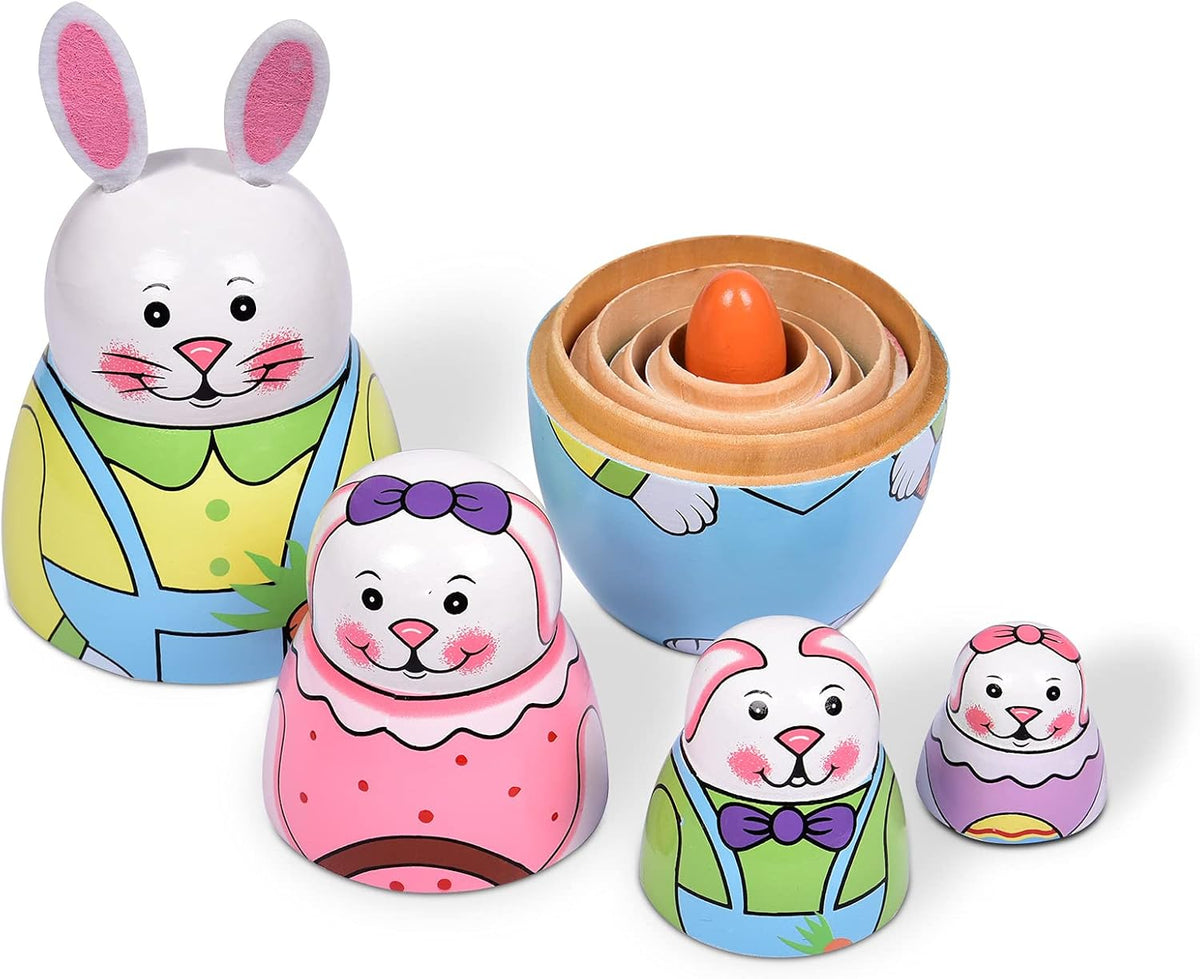 Russian Nesting Dolls, Bear Wooden Stacking Set - Rabbits - image 2