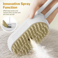 LunaSync Cat Steam Brush for Shedding, 4 in 1 Rechargeable Pet Grooming Brush for Cats and Dogs, Anti-Static Deshedding Tool with Massage & Cleaning, Comb for Long Short Hair - White