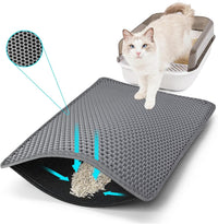 Cat Litter Mat 35"x24", Double Layer Waterproof Litterbox Mat - 24" x 30" / Gray