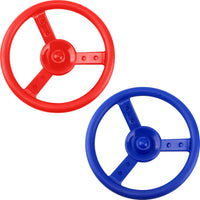 Haconba plastic pirate ship steering wheels for playsets in blue and red with mounting hardware - view 2