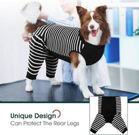 Kuoser Dog Recovery Suit, Anti Licking Dogs Rear Leg Sleeve, Abdominal Dog Surgical Suit with Pants Cover Protect Wounds, Dogs Elbow Protector Soft Pet Surgery Onesie Cone Alternative, Black 3XL