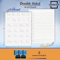 Scribbledo Alphabet Tracing Whiteboard, Dry Erase Lapboard 9x12 – Fun for Kids & Family - Set of 5 Boards & Erasers - image 2