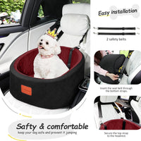 Lealchum Dog Car Seat for Small Dogs Up to 30 Lbs with 2 Safety Dog - Black/Red / Small - image 4