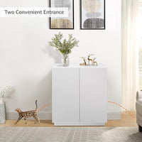 unipaws Tall Cat Litter Box Enclosure with Shelves, Hidden Litter Box Cover for Tall or Top Entry Litter Box, Kitty Enclosed Litter Box Cabinet, Cat Box Furniture， White