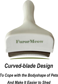 Pet Deshedding Tool with Curve Blade, Cat Grooming Brush - Small / White - image 2
