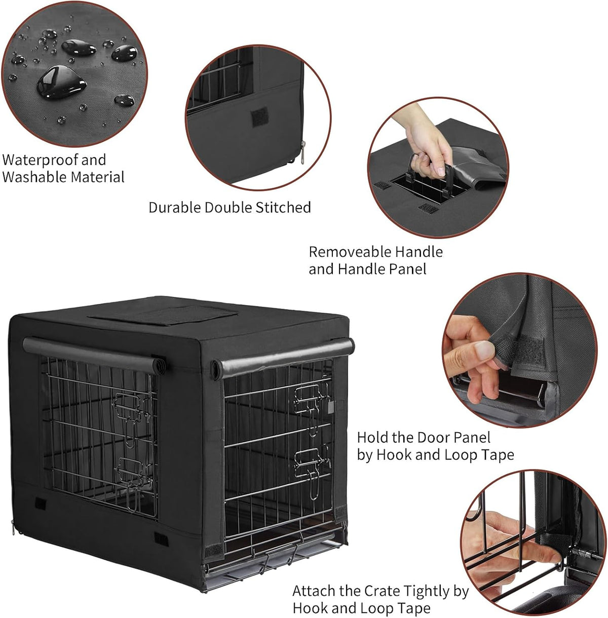 DONORO Dog Crates for Small Size Dogs Indoor Double Door Dog Kennels - Black / 42.0"L x 28.0"W x 31.0"H - image 4
