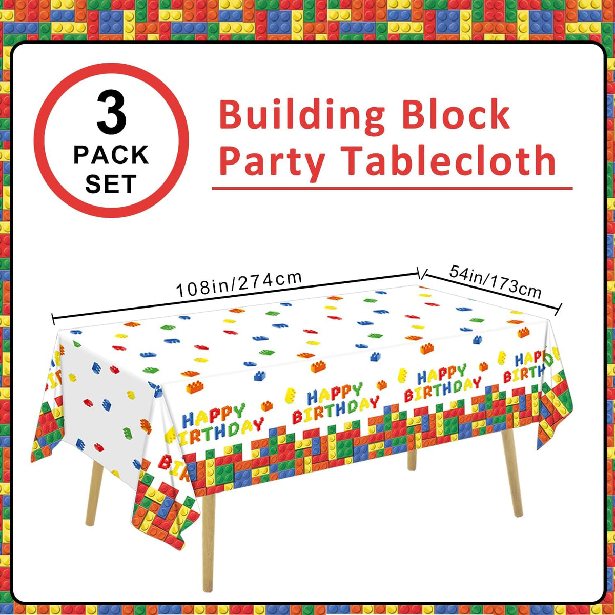 LINHAXM 3 Pack Brown Wood Grain Tablecloths - Building Block - image 2