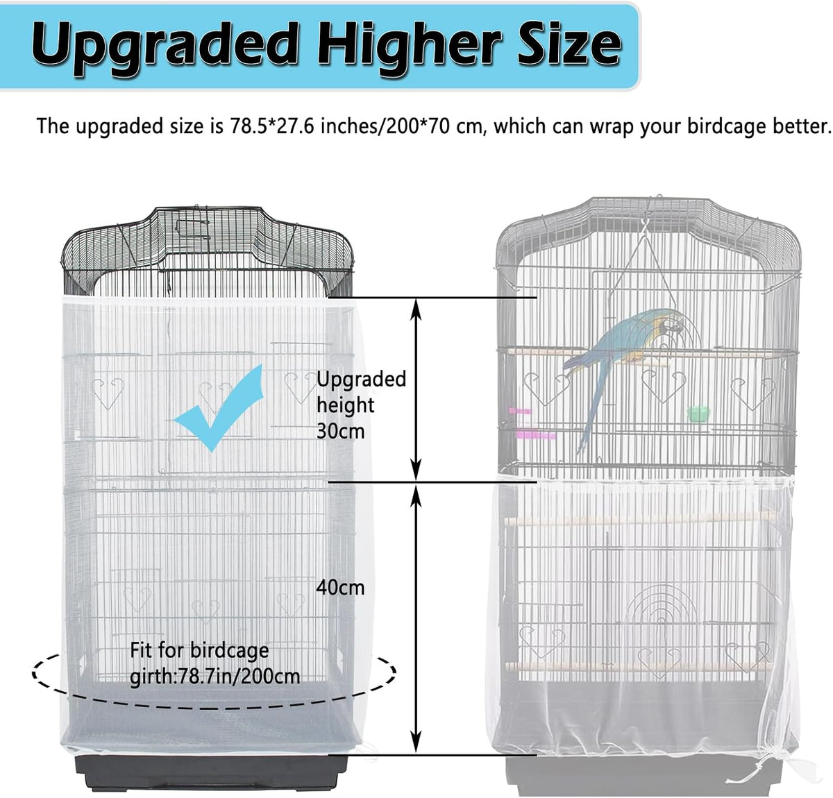 Large Bird Cage Seed Cather - 78.5*27.6in-white - image 2
