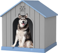 Fancyango Extra-Large Giant Dog House Outdoor Indoor for Large Dogs - Blue / 36''L×38''W×38''H